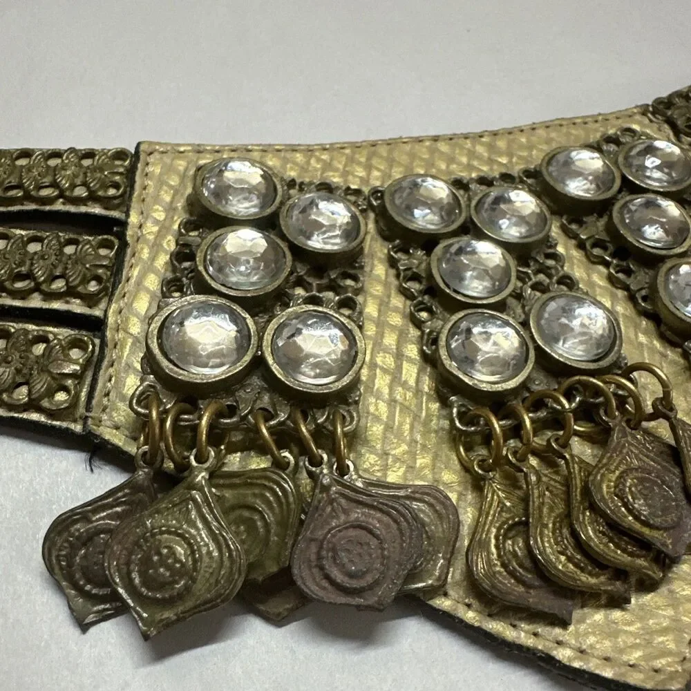 Nina Arjani Vintage Leatherock Glam Costume Statement Belt Womens Boho